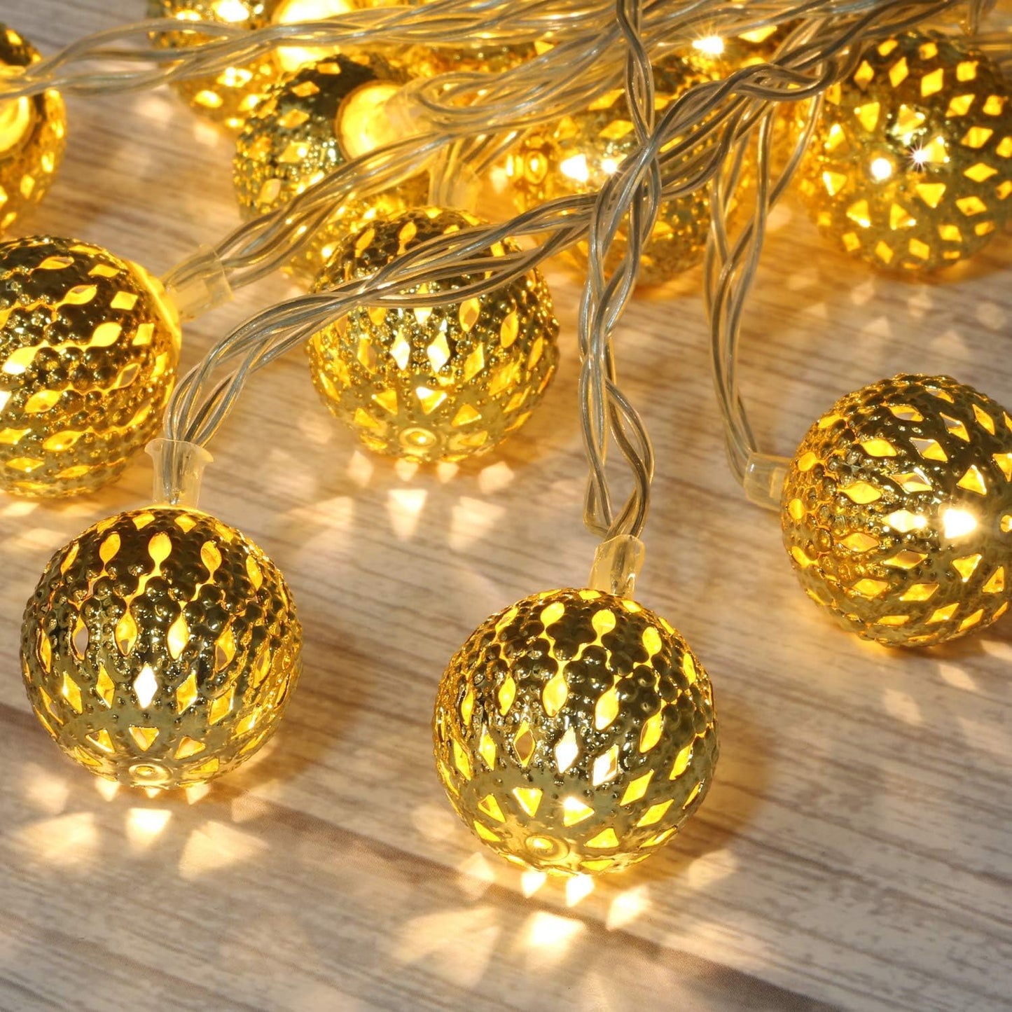 Moroccan Globe LED Fairy String Lights - Battery Powered - 10Ft 20 LEDs