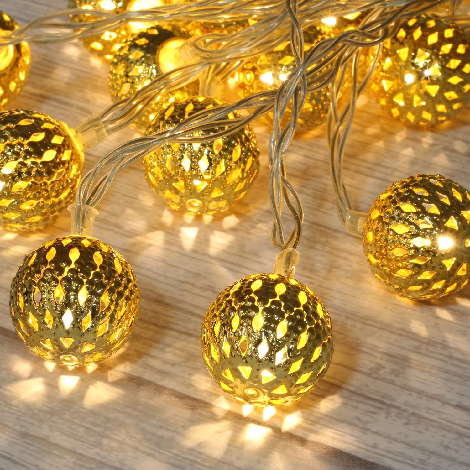 Moroccan Globe LED Fairy String Lights - Battery Powered - 10Ft 20 LEDs
