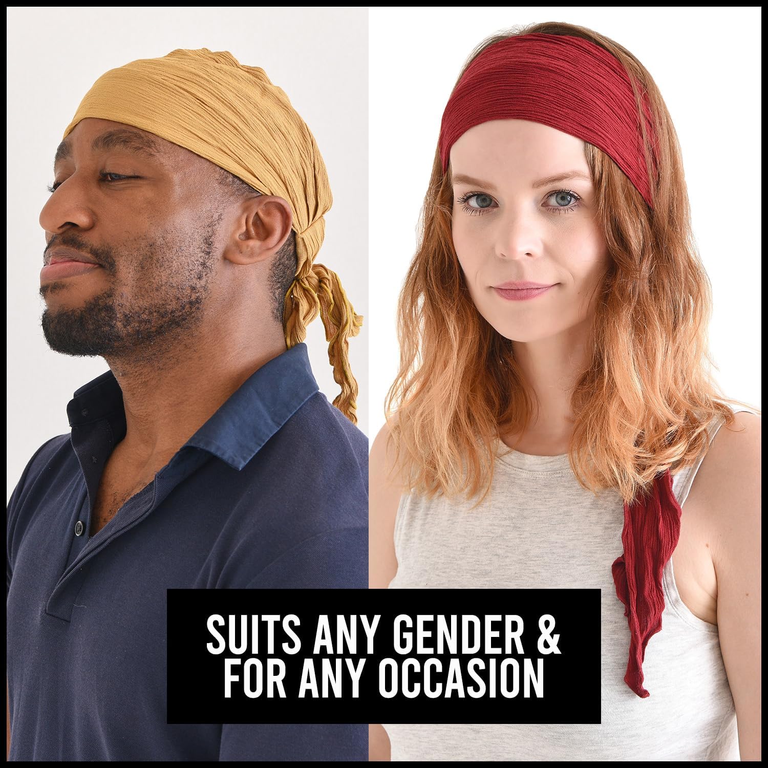 Womens Pirate Headband Headwrap - Turban Head Scarf Accessories Mens Hair Band