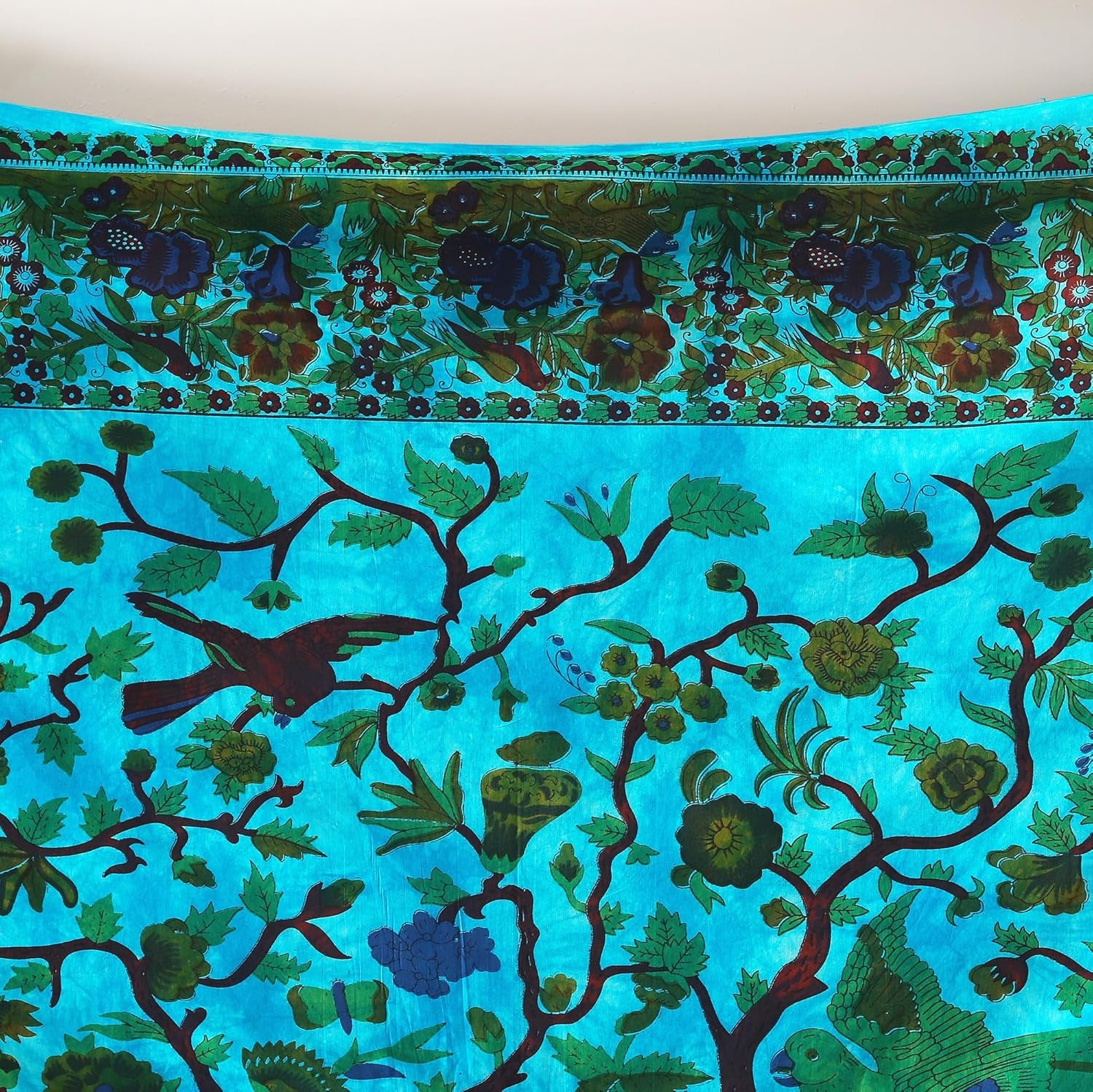 Tapestry Wall Hanging Tree of Life Hippie Mandala Bohemian Hippy Kaleidoscopic Intricate Floral Design Indian Tapestries Bedspread 84X90 Inches,(215Cm X 230Cm) Turquoise