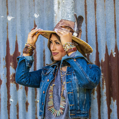 Aqua Terra Slab Necklace with Genuine Leather Ties 250b