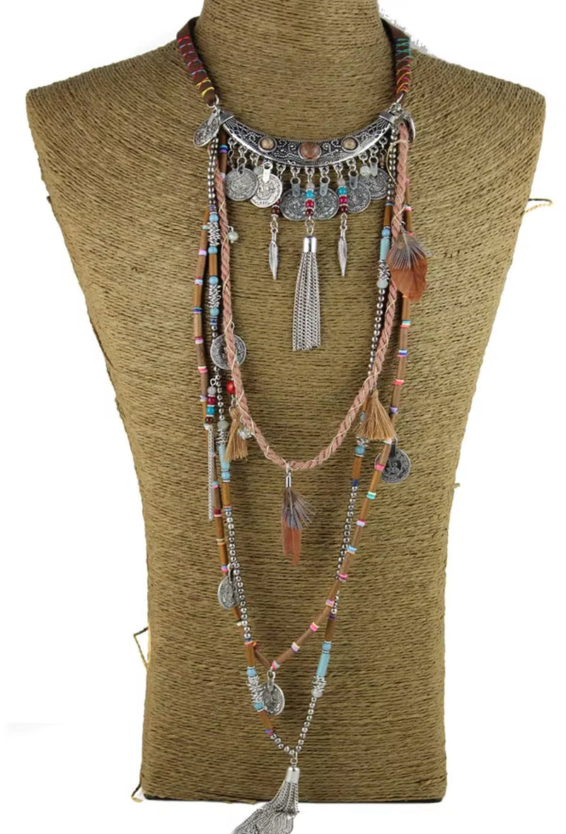 Gypsy Statement Vintage Long Boho Necklace Tribal