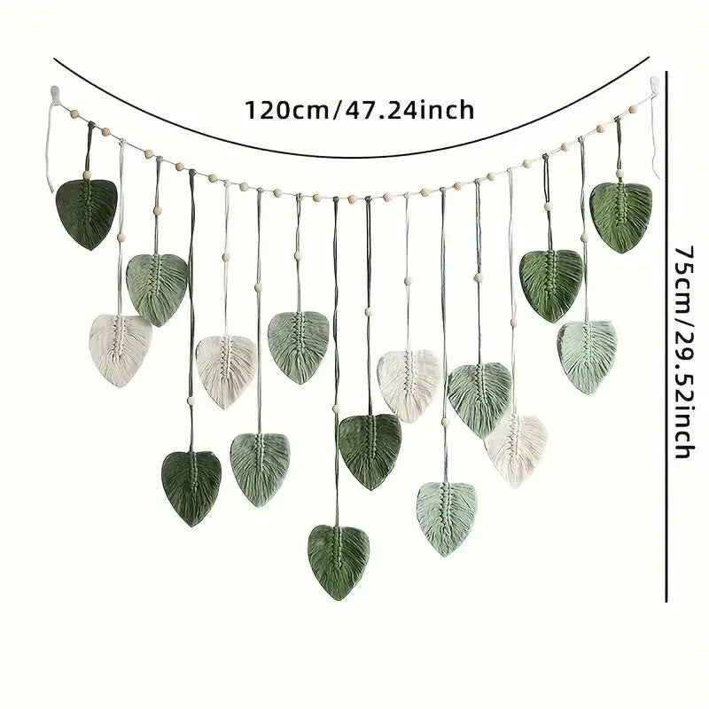 Macrame Wall Hanging Leaf Feather Decor