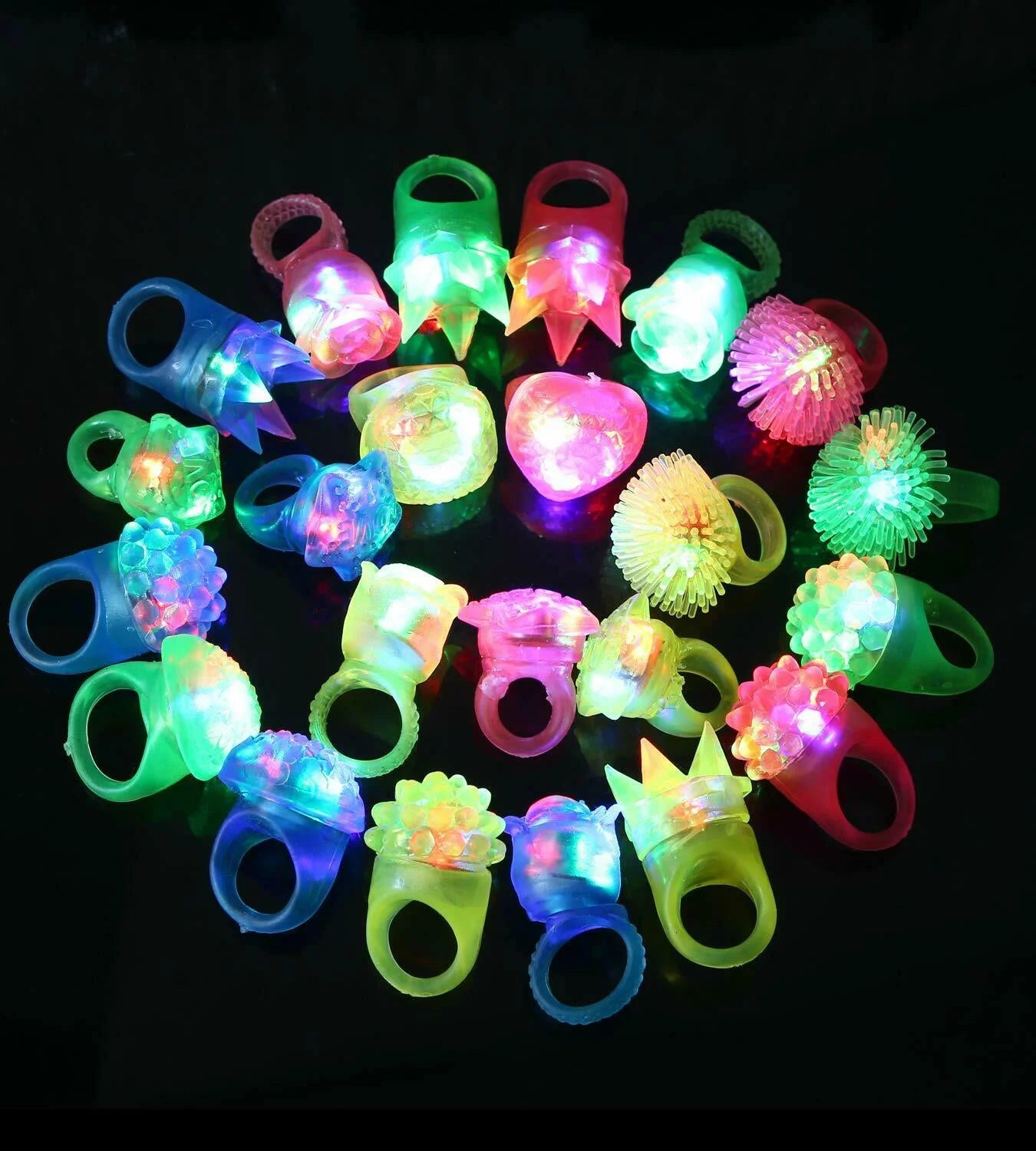 Light Up Rings and LED Bracelets Glow in the Dark, 36 Pack