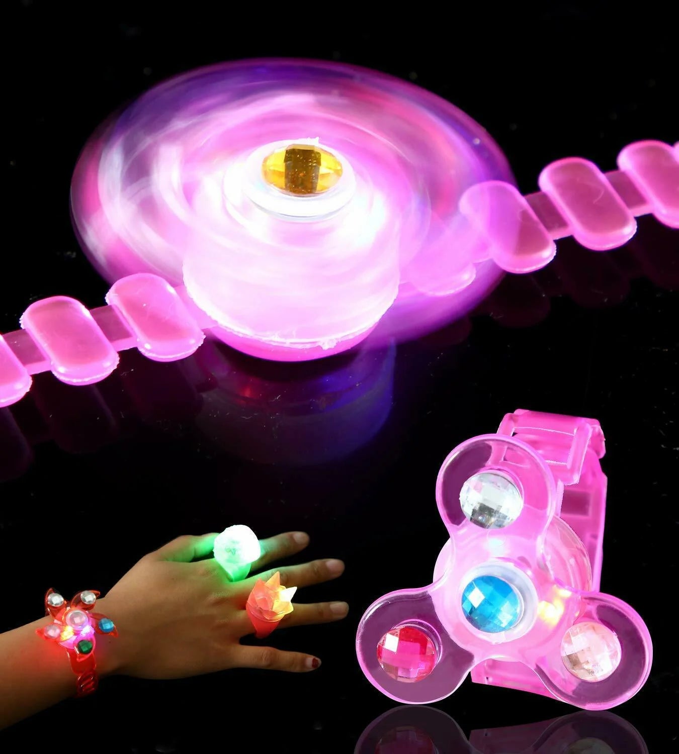 Light Up Rings and LED Bracelets Glow in the Dark, 36 Pack