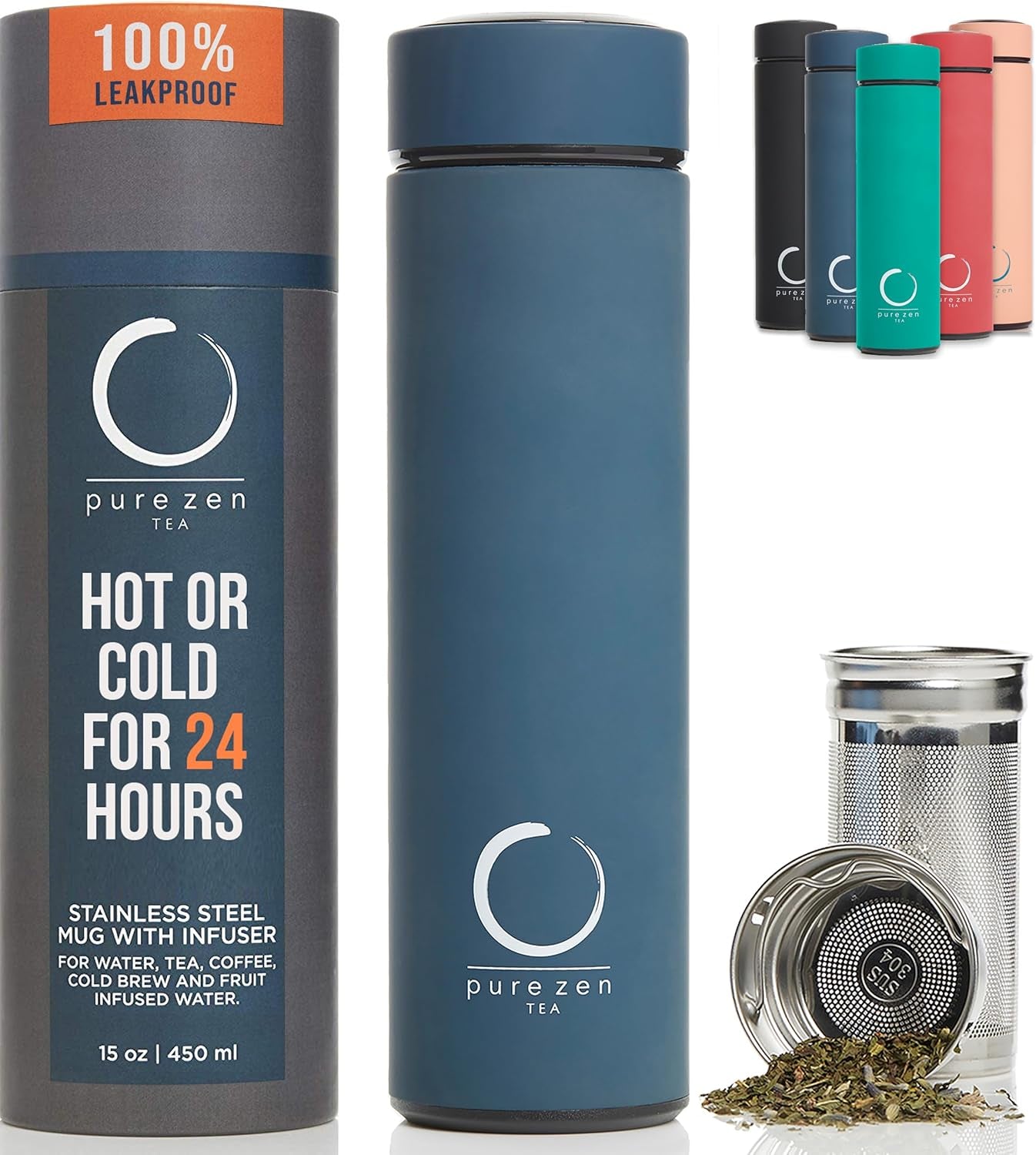 Thermos with Tea Infuser for Hot and Cold Infusions - Stainless Steel