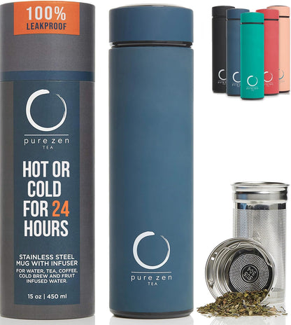 Thermos with Tea Infuser for Hot and Cold Infusions - Stainless Steel