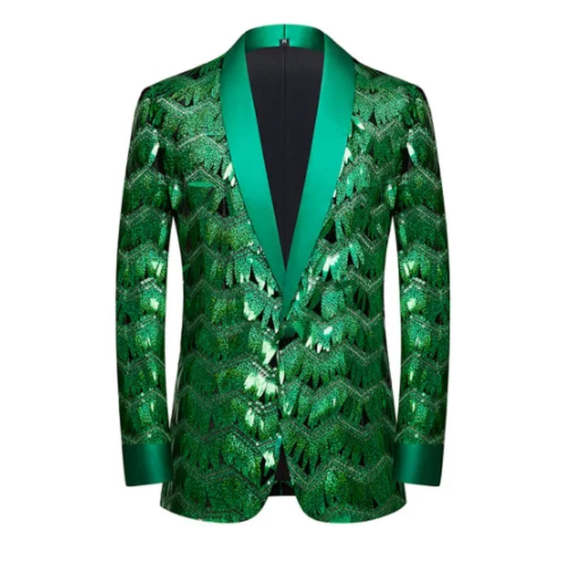Men's Unique Design Striped Sequin Suit Jacket