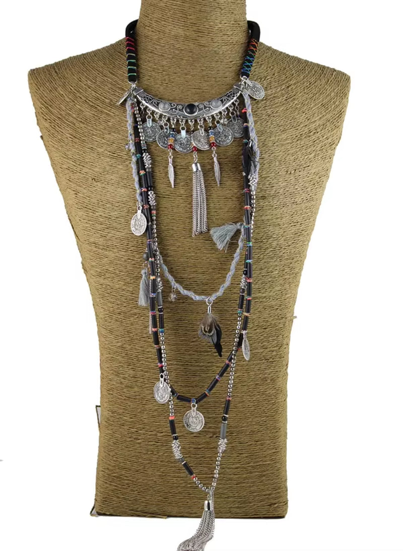 Gypsy Statement Vintage Long Boho Necklace Tribal