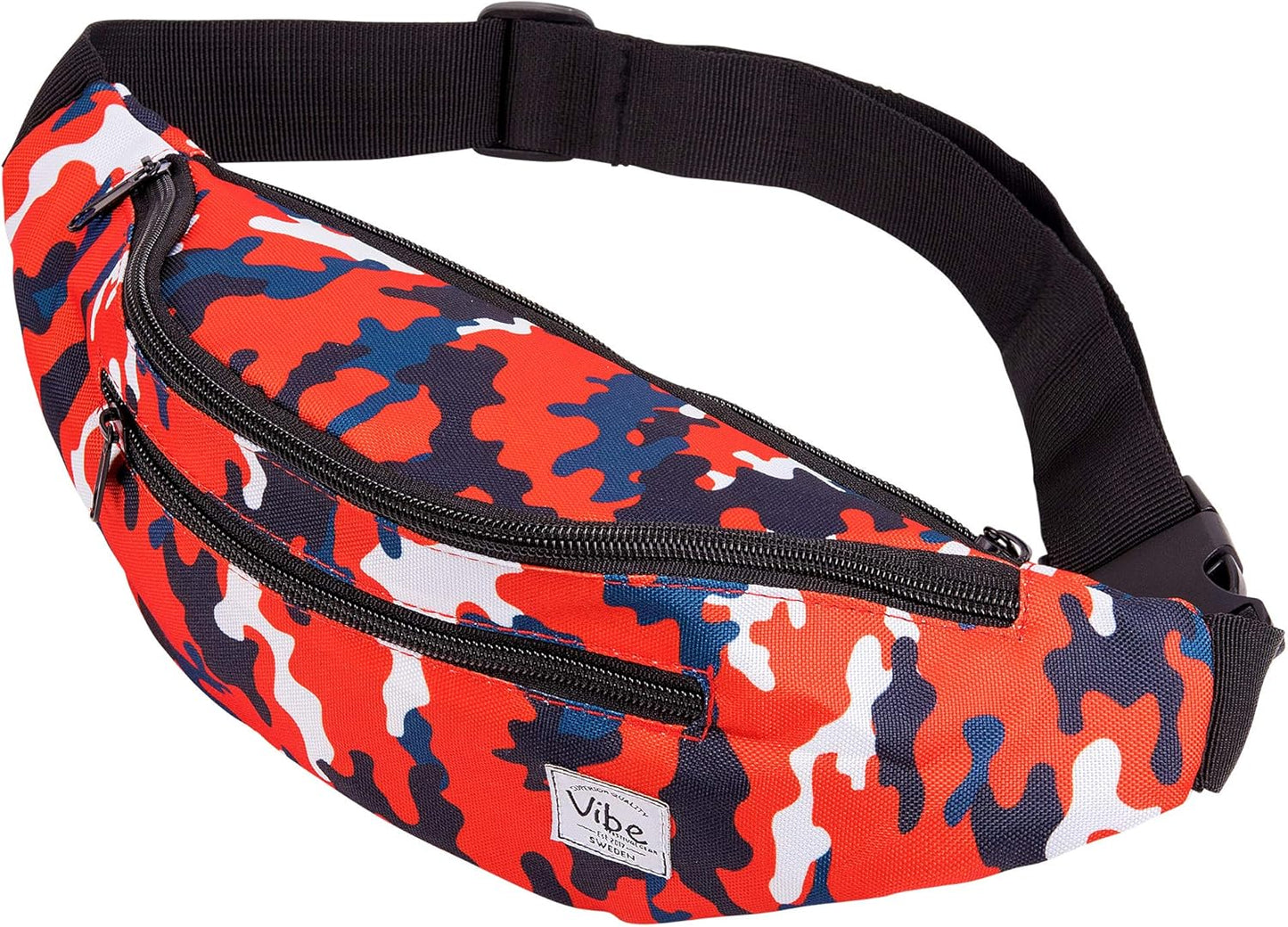 Fanny Pack for Men Women - Many Prints - Black Holographic Silver Gold Cute Waist Bag for Festival Rave Hiking Running Cycling