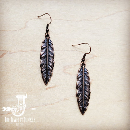 Antique Copper Feather Earrings 220v