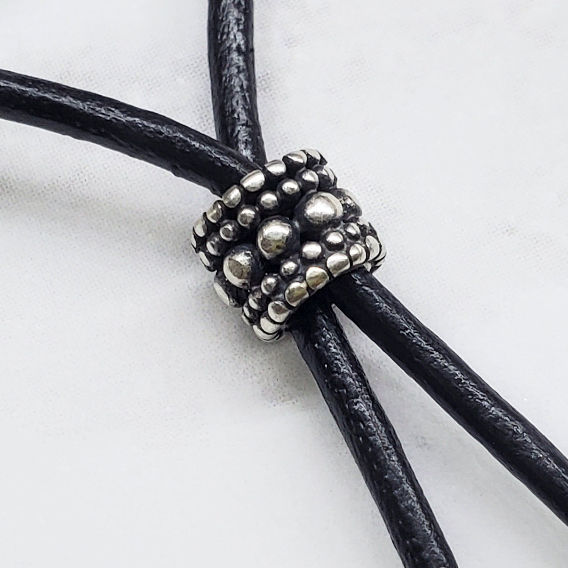 Handmade Black Leather Colored Ceramic Talking Turtle Bolo Necklace