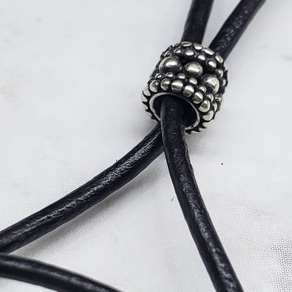 Handmade Black Leather Colored Ceramic Talking Turtle Bolo Necklace