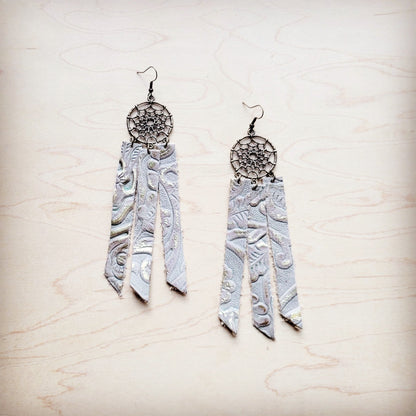 Dream Catcher Earrings w/ Leather Fringe Gilded Cowboy 200ai