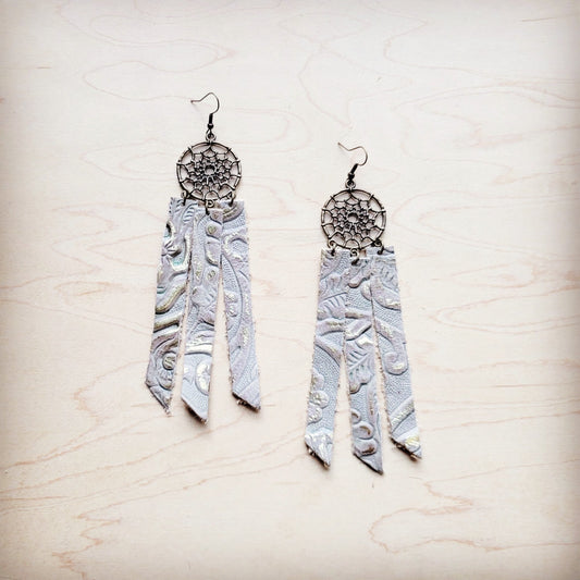 Dream Catcher Earrings w/ Leather Fringe Gilded Cowboy 200ai