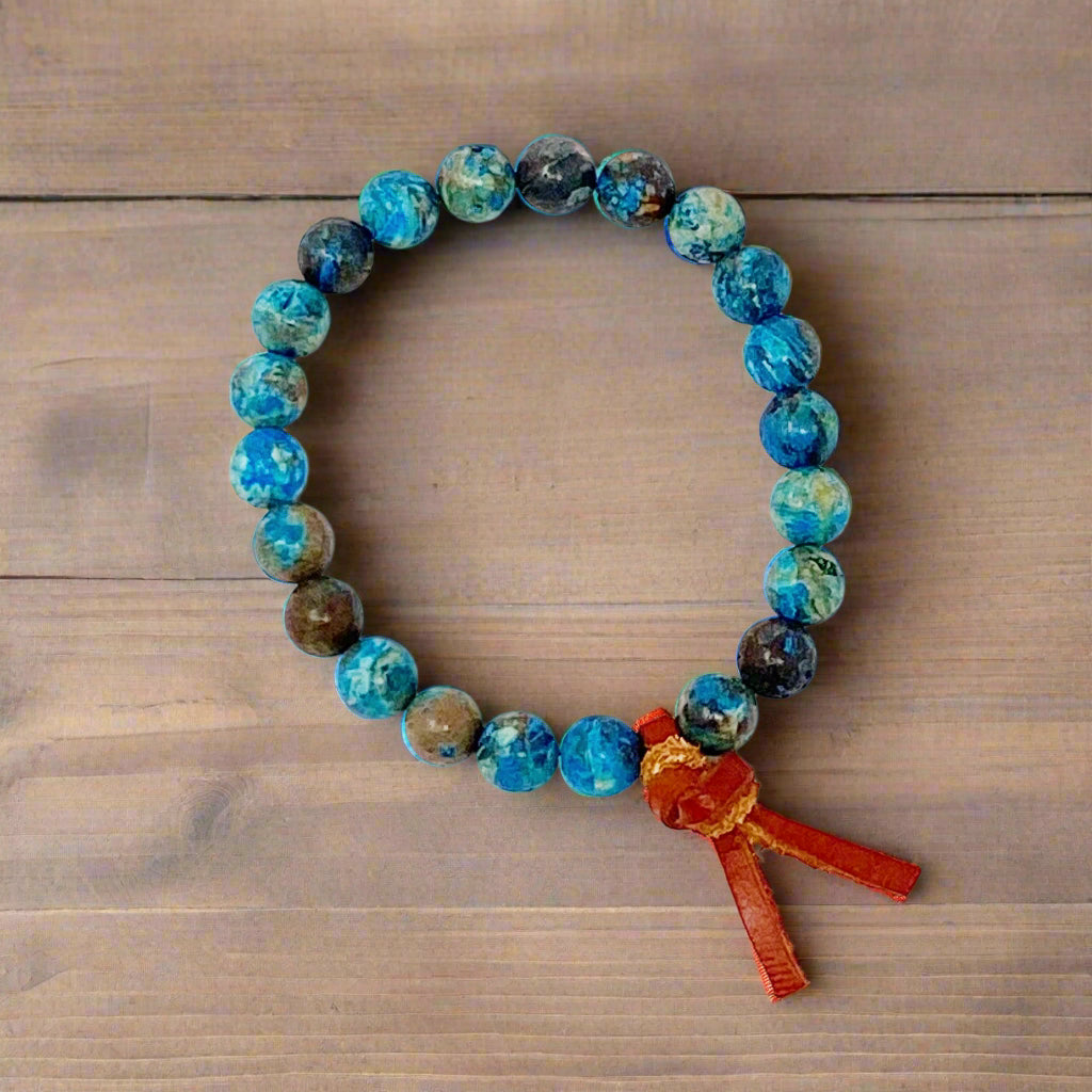 Leather Tie Stone Bracelet