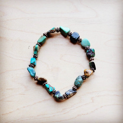 Genuine HuBei Natural Turquoise Beaded Bracelet w/ Copper 810g