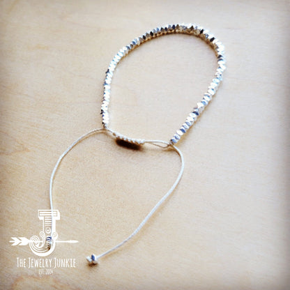 Stackable Woven Beaded Bracelet in Silver 809v