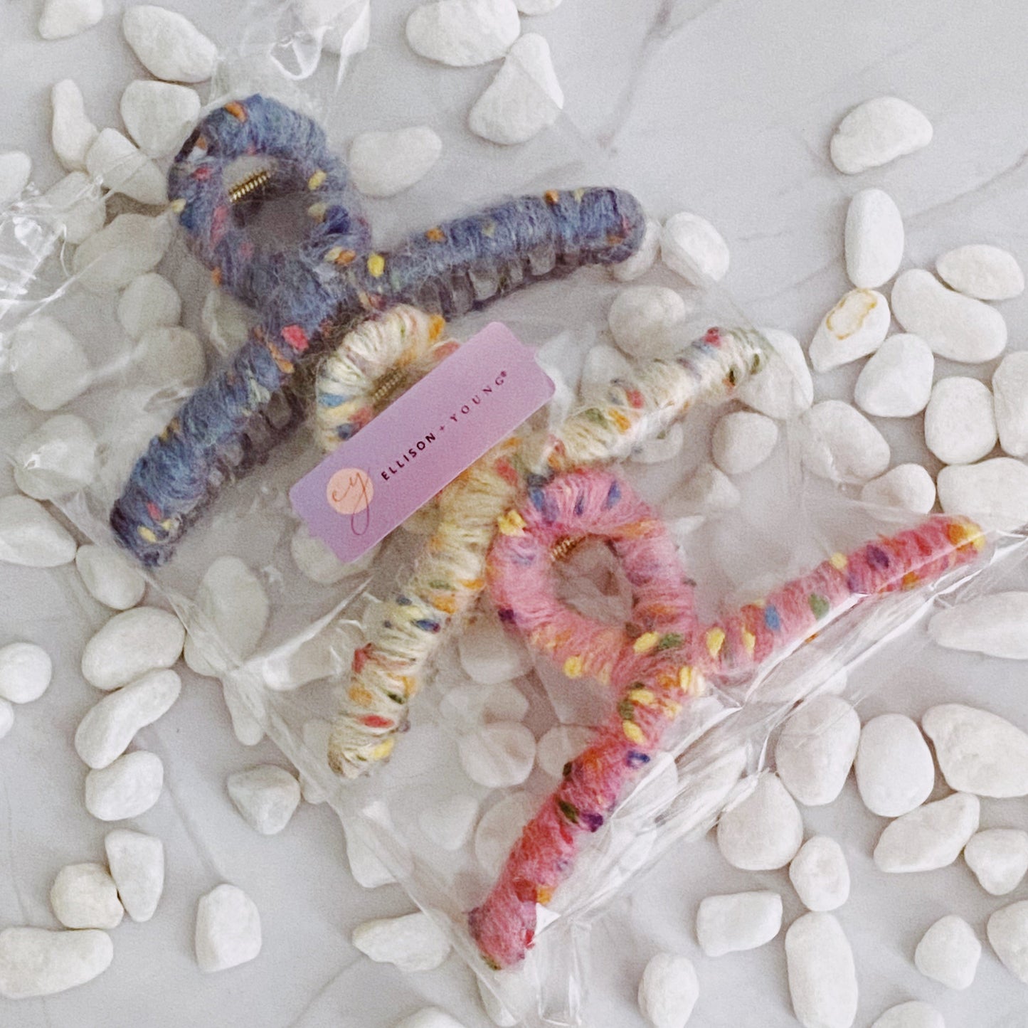 Confetti Yarn Hair Claw Set of 3