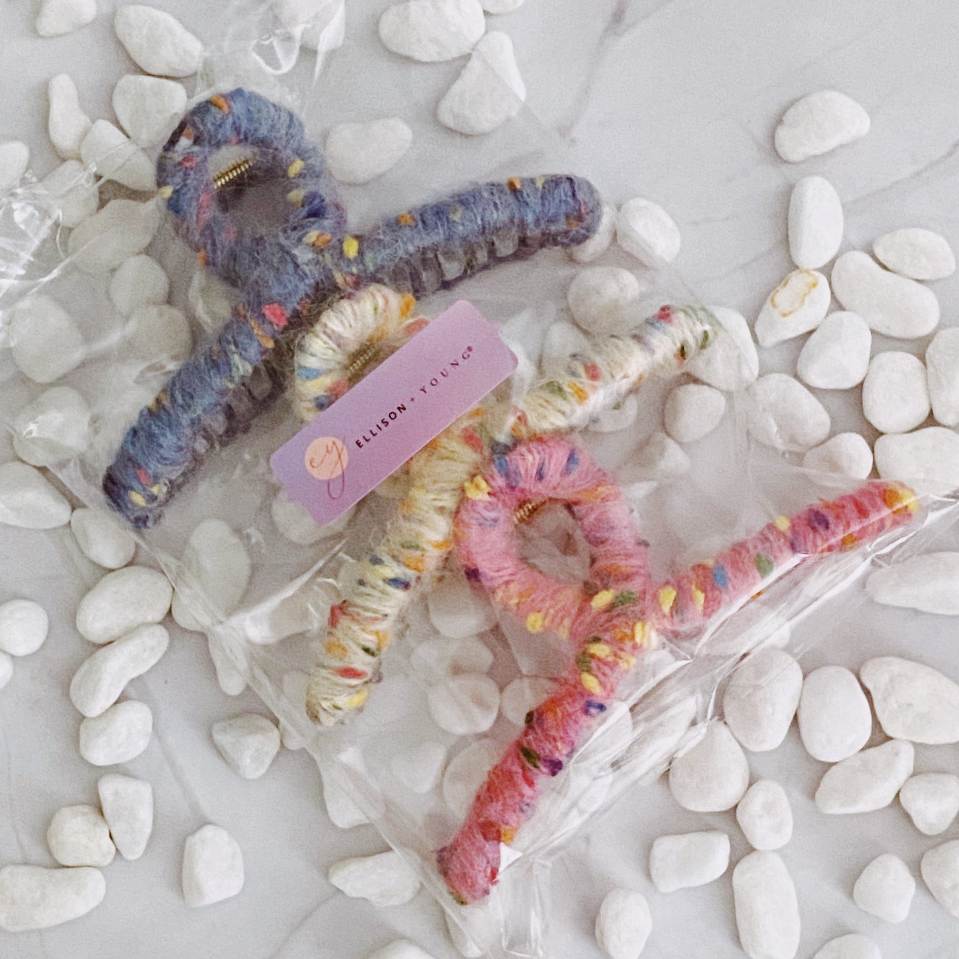 Confetti Yarn Hair Claw Set of 3