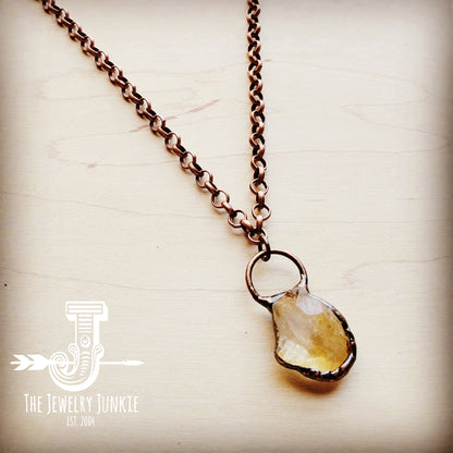 Long Copper Necklace with Genuine Citrine Copper Pendant 255g