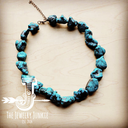 Chunky Blue Green Natural Turquoise Collar Length Necklace 255y