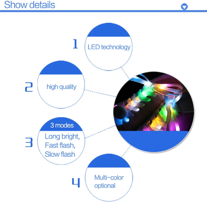 1 Pair LED Shoelaces Luminous - Light Up Colors