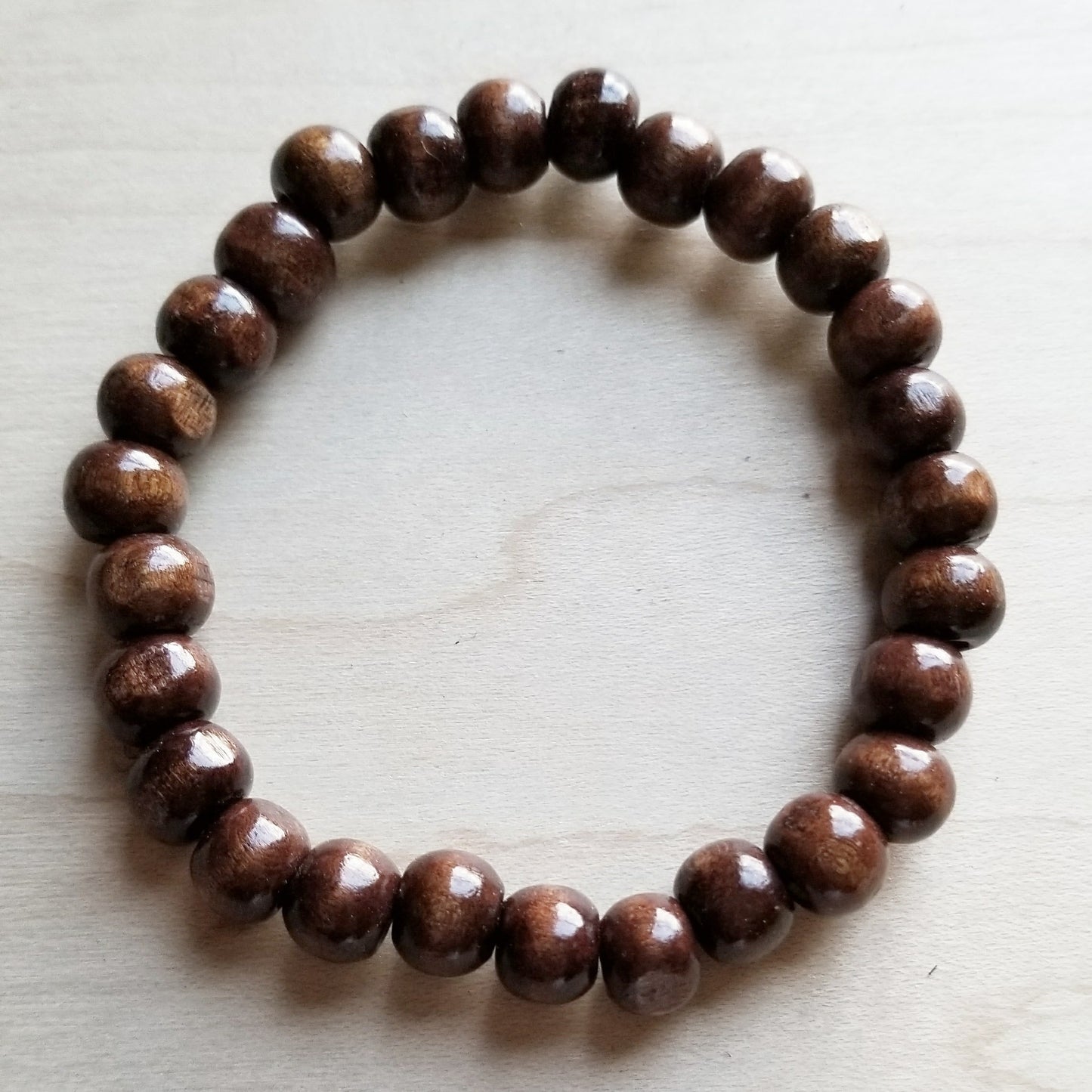 Wood Beaded Stretch Bracelet 800o