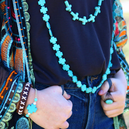 Vintage Woven Leather Cuff Bracelet X-Pattern 005B