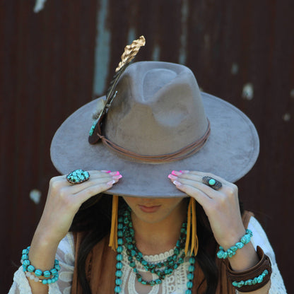 Blue Turquoise Ring set in Antique Copper 012w