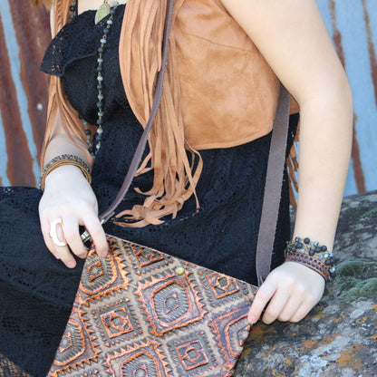 Labradorite and Lava Triple Strand Bracelet 808k