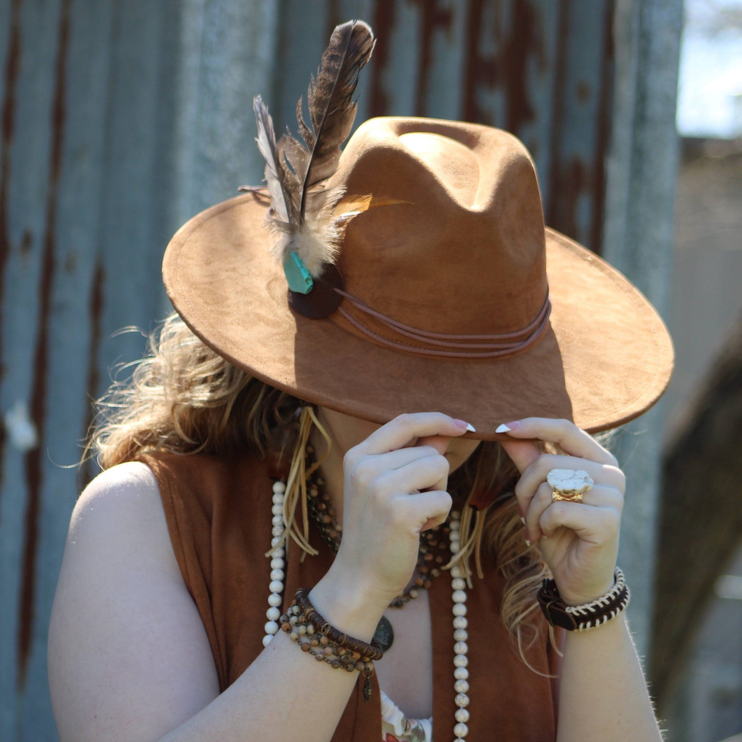 Chunky White Turquoise Slab on Hammered Gold Cuff RingBase 012s
