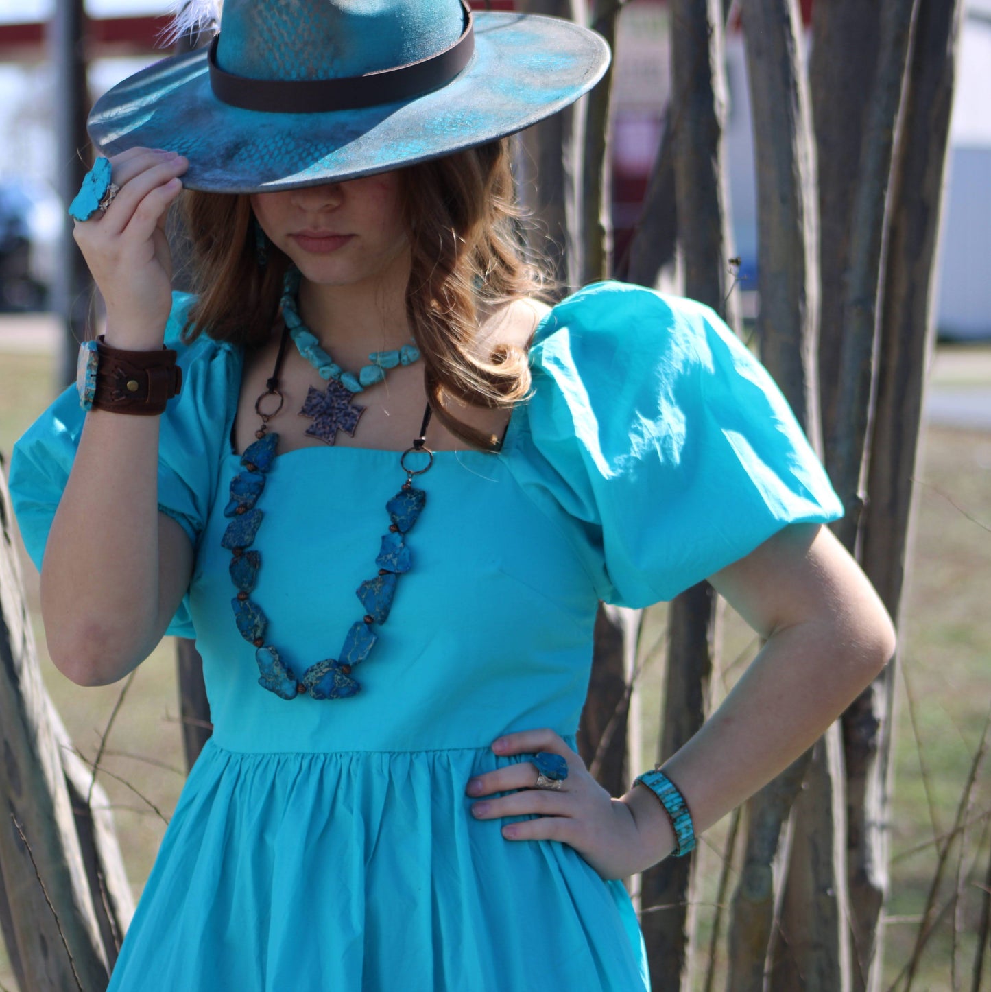 Woven Imperial Jasper Stacked Stone Bracelet-Turquoise 803t