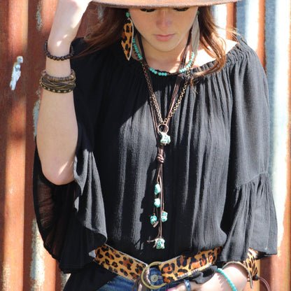 Wood Disc Beaded Stretch Bracelet 800oa