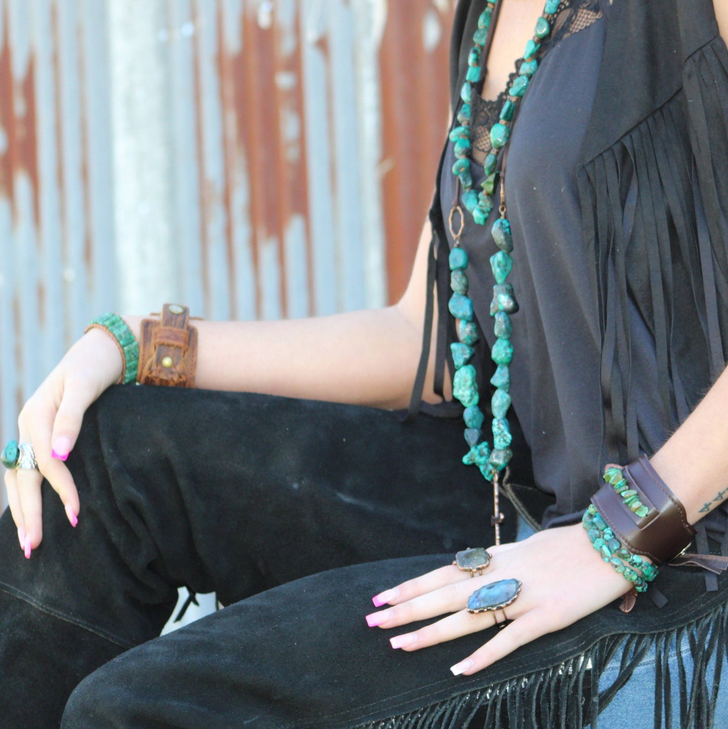 Genuine Labradorite Ring set in Antique Copper 012x