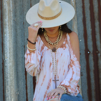 Chunky White Turquoise Slab on Hammered Gold Cuff RingBase 012s