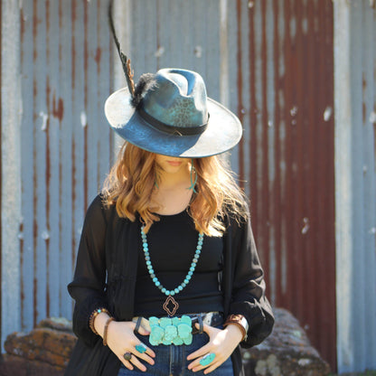 Blue Turquoise Slab Cocktail Statement Ring 012h