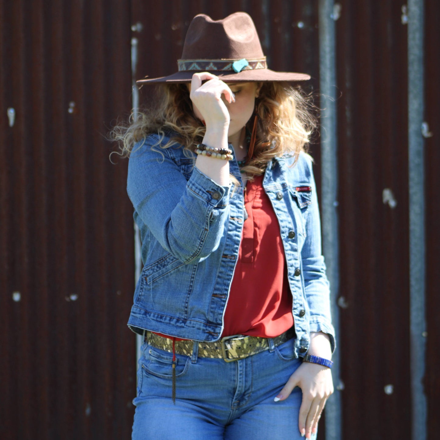 Woven Picasso Jasper & Lapis Beaded Bracelet 809z