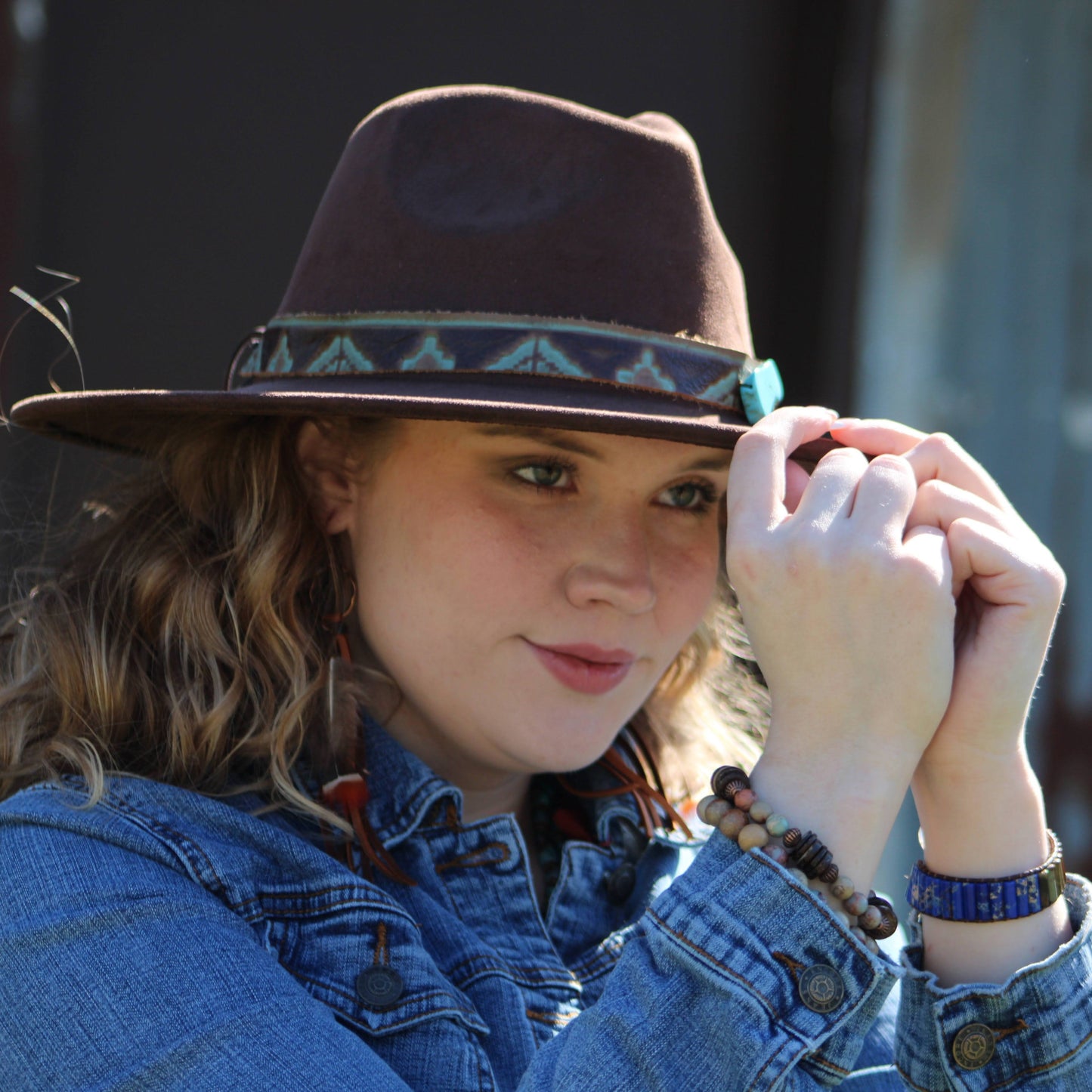 Woven Picasso Jasper & Lapis Beaded Bracelet 809z