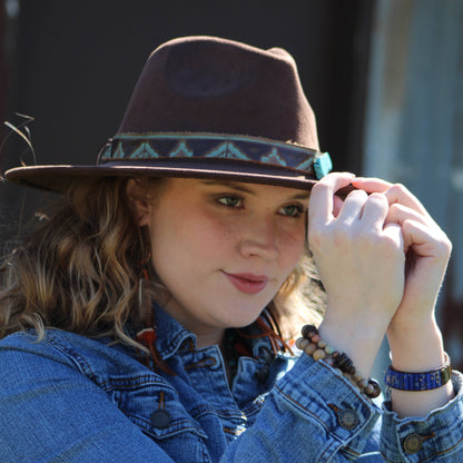 Woven Picasso Jasper & Lapis Beaded Bracelet 809z