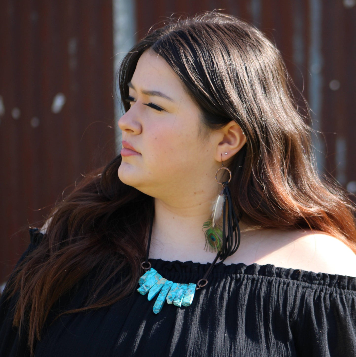 Imperial Jasper Slab Necklace with Genuine Leather 252j