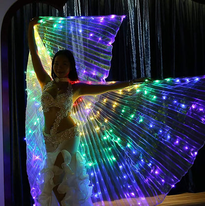 Glow Angel Light Up Dance Wings with Telescopic Sticks Flexible Rods