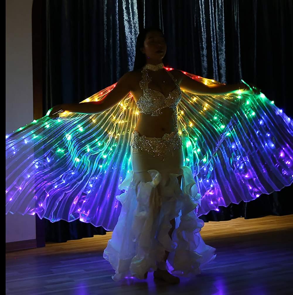 Glow Angel Light Up Dance Wings with Telescopic Sticks Flexible Rods