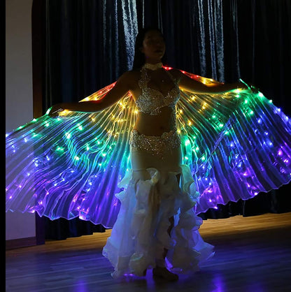 Glow Angel Light Up Dance Wings with Telescopic Sticks Flexible Rods