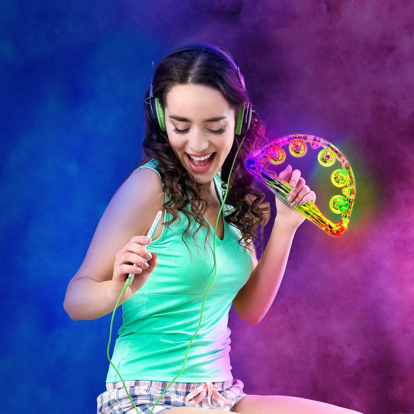 Handheld LED Tambourine, Light up Toy