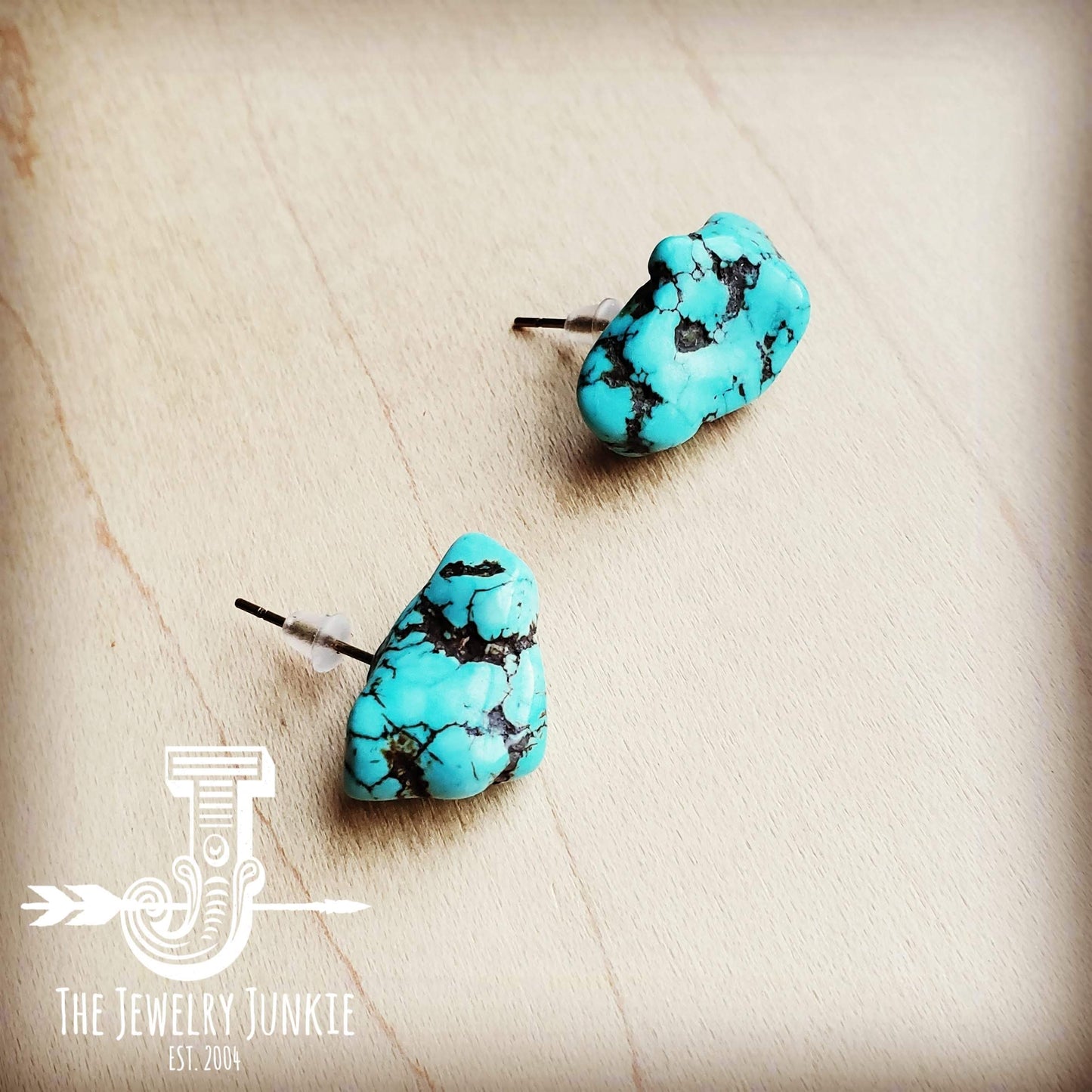 Blue Turquoise Stud Earrings 205f