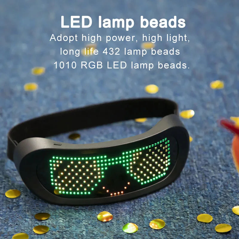 Shining Full-Color LED Glasses Bluetooth App Control Programmable and Dynamic