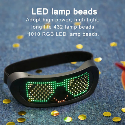Shining Full-Color LED Glasses Bluetooth App Control Programmable and Dynamic