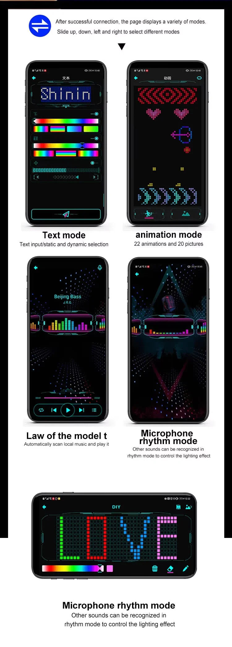 Shining Full-Color LED Glasses Bluetooth App Control Programmable and Dynamic