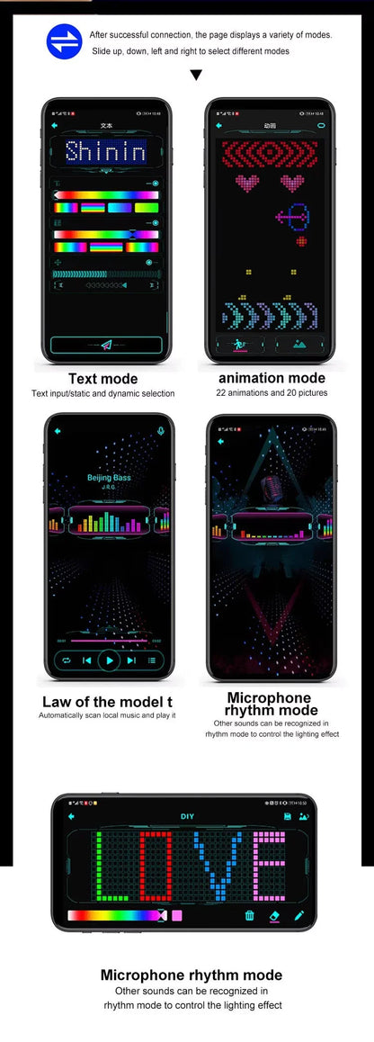 Shining Full-Color LED Glasses Bluetooth App Control Programmable and Dynamic
